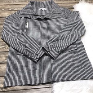HYFVE | Gray Grey Striped Linen Spring Jacket Coat